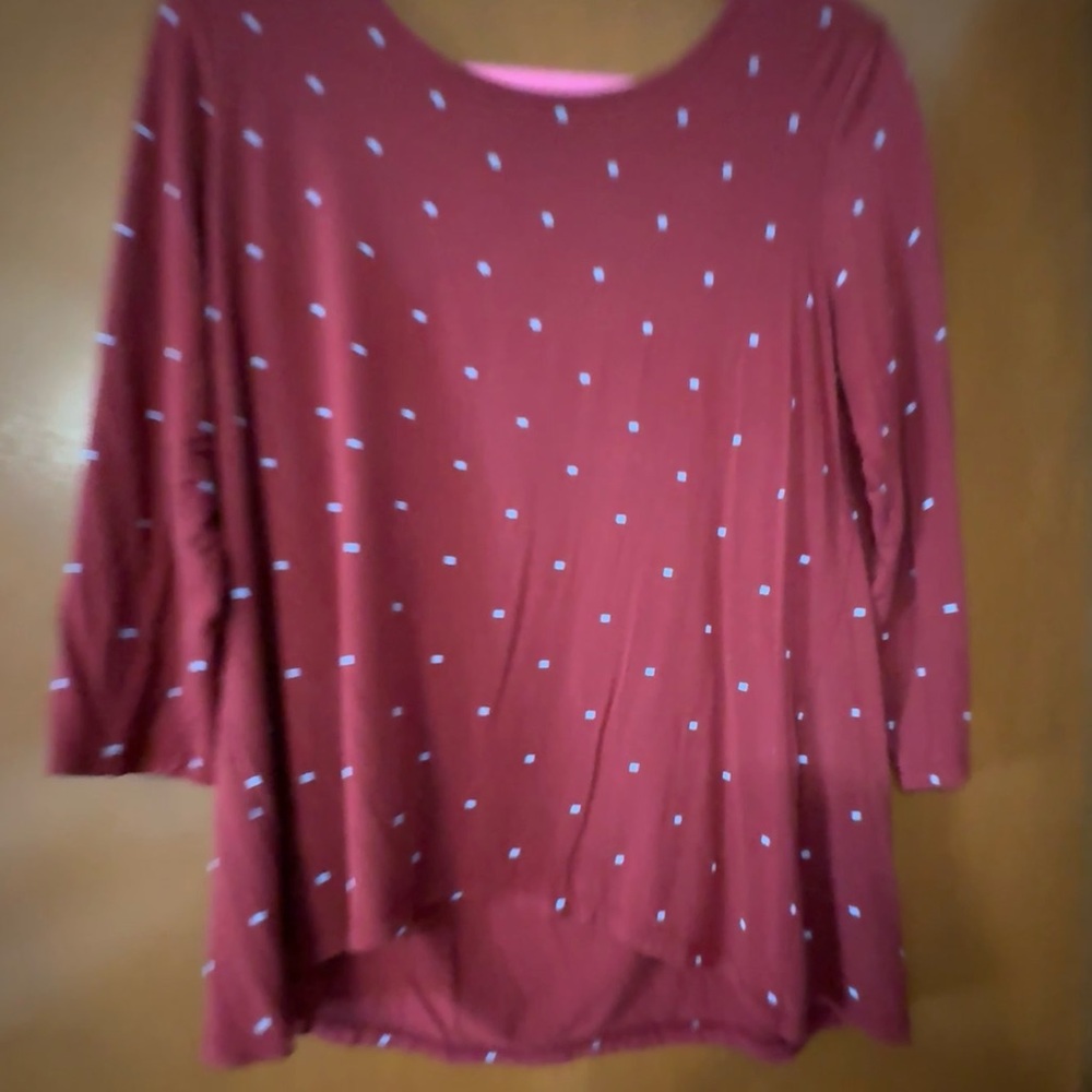 Fighting Eel Burgundy Polka Dot Long Sleeve Top